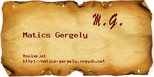 Matics Gergely névjegykártya