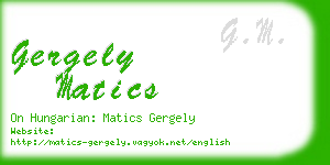 gergely matics business card